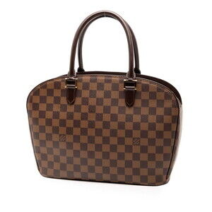 Louis Vuitton Brown Leather Horizontal Damier Saria Handbag